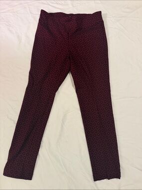 Roz & Ali Burgundy Diamond-Print Boot Cut Pants